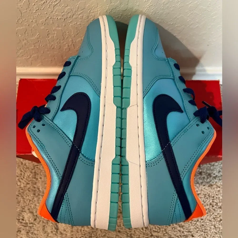 Nike Dunk Low SE Baltic Blue Total Orange Sneakers - Picture 7 of 11